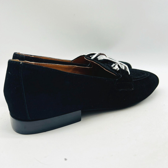 Donald Pliner Shoes Womens 7.5 Black Suede Loafer Chain Casual Chunky Bristol - Picture 8 of 12